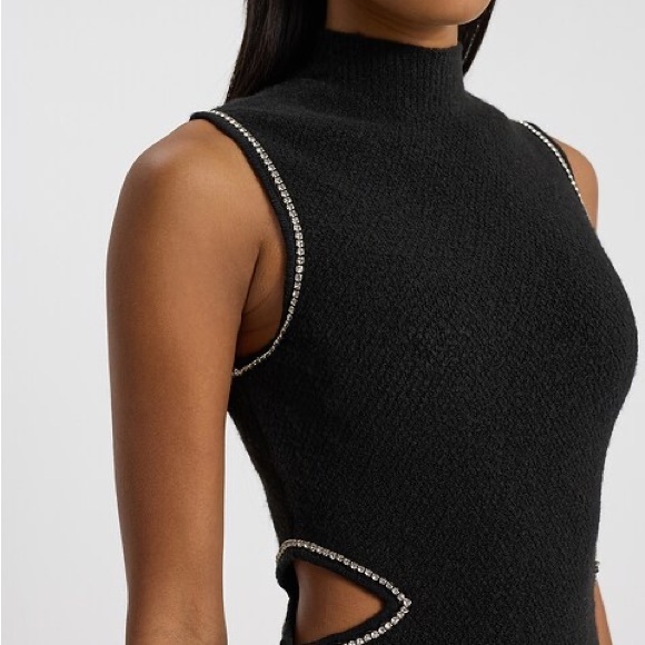 Embellished Cutout Sleeveless Mock Neck Midi Sweater Dress - Picture 2 of 8